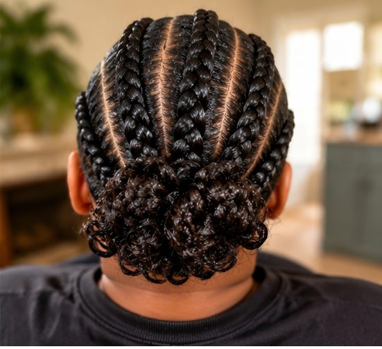 Cornrows and stitch braids